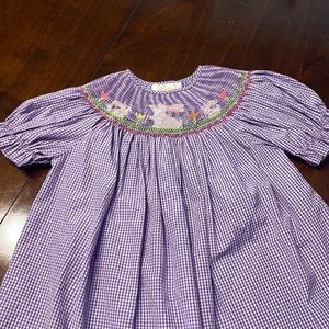Girls smocked bunny dress